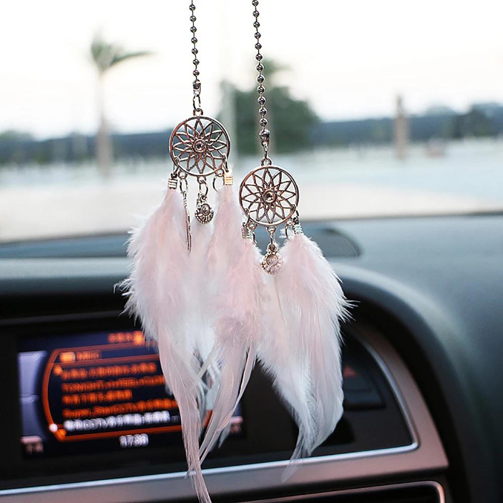 Wall Hanging Car Ornament Handmade Dream Catcher Wind Chimes Feather Car Pendant Dreamcatcher