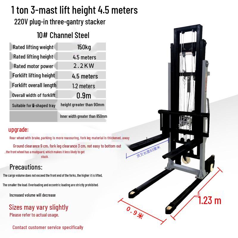 Manual and Electric Hydraulic Stacker: 1-2 Ton Capacity Forklift & Lifting Truck