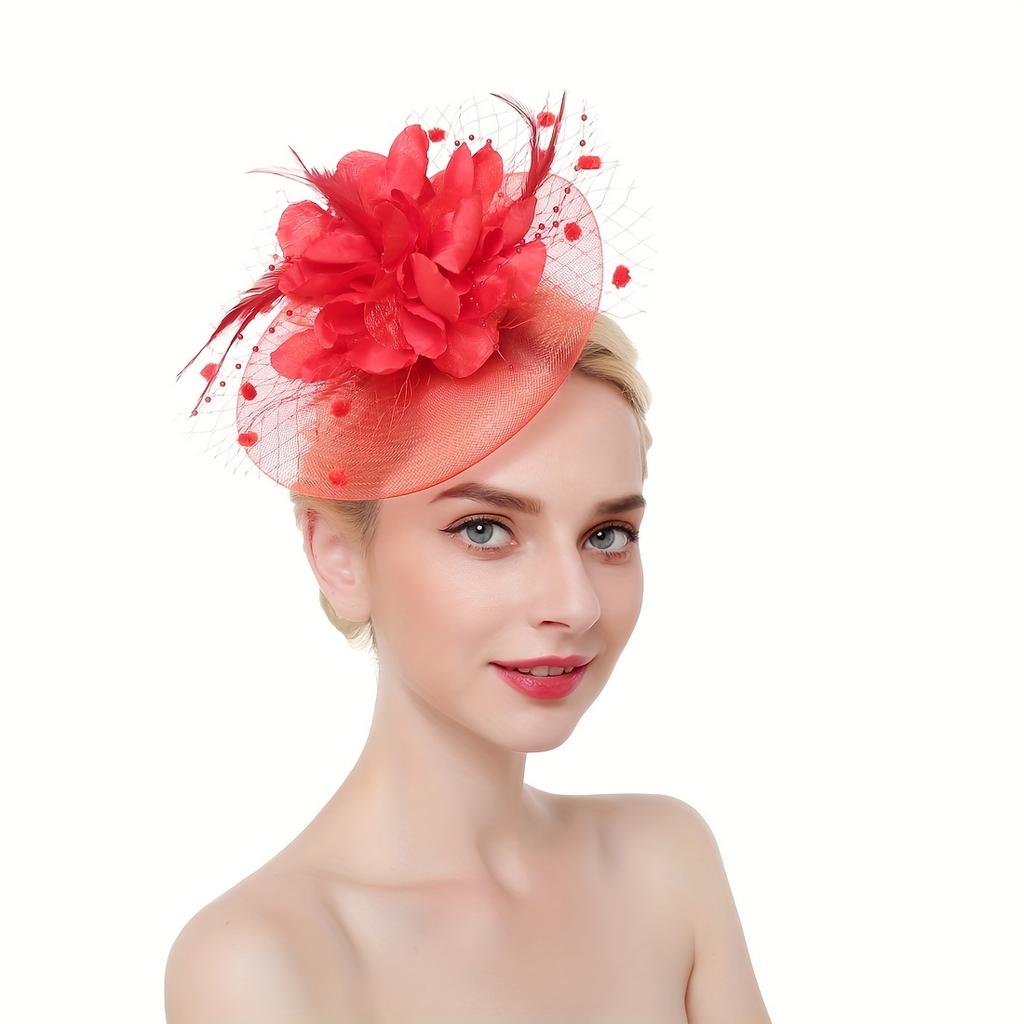 Elegant Fascinator Hat Tea Party Hat Flower Shaped Ornament Headwear With Mesh Women Hair Accessories