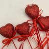 10 шт. Изысканные блестящие сердца на палочке, пенопластовый цветочный букет, ветка с красным сердцем, палочка для DIY вазы, свадебный аксессуар
