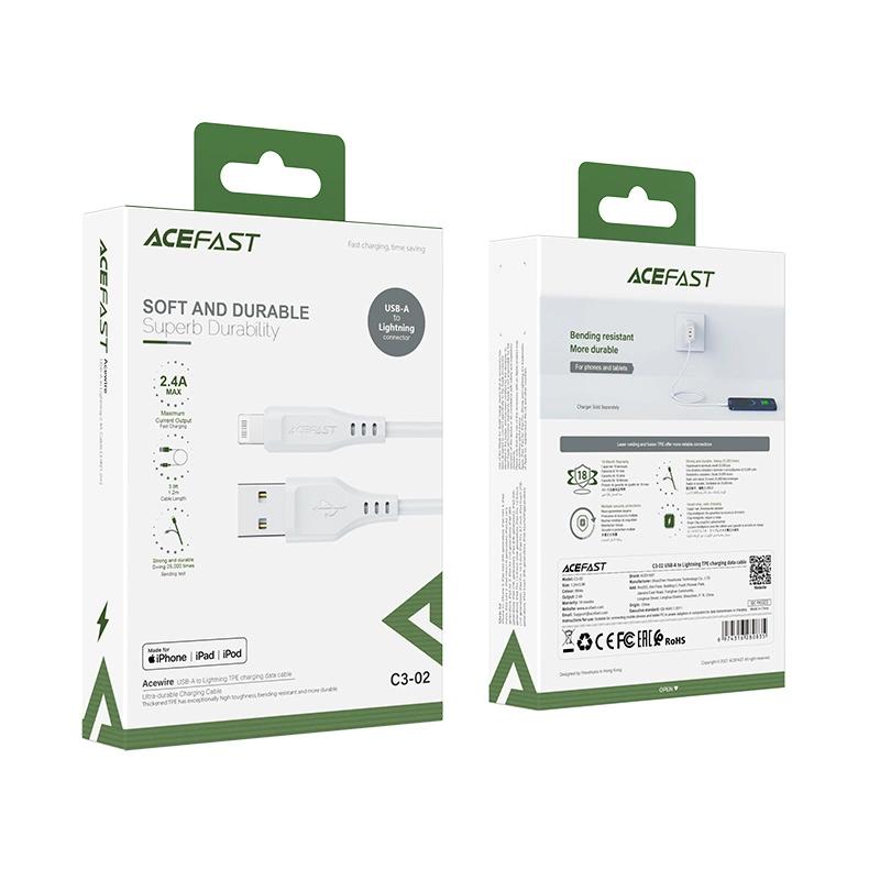 Acefast Mfi Usb - Lightning Cable 1.2M, 2.4A White (C3-02 White)