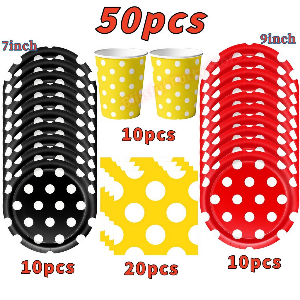 Colored Polka Dot Birthday Party Supplies Tableware Set Cup Plates Napkin Pennants for Baby Shower Decoration Holiday Decor Prop