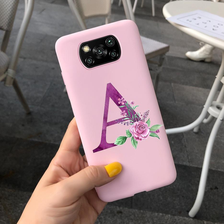 For Xiaomi Poco X3 NFC Case Soft Silicone TPU Cute Letter Back Cover For Xiaomi Poco X3 Pro Bumper PoxoX3 NFC Phone Cases 6.67''