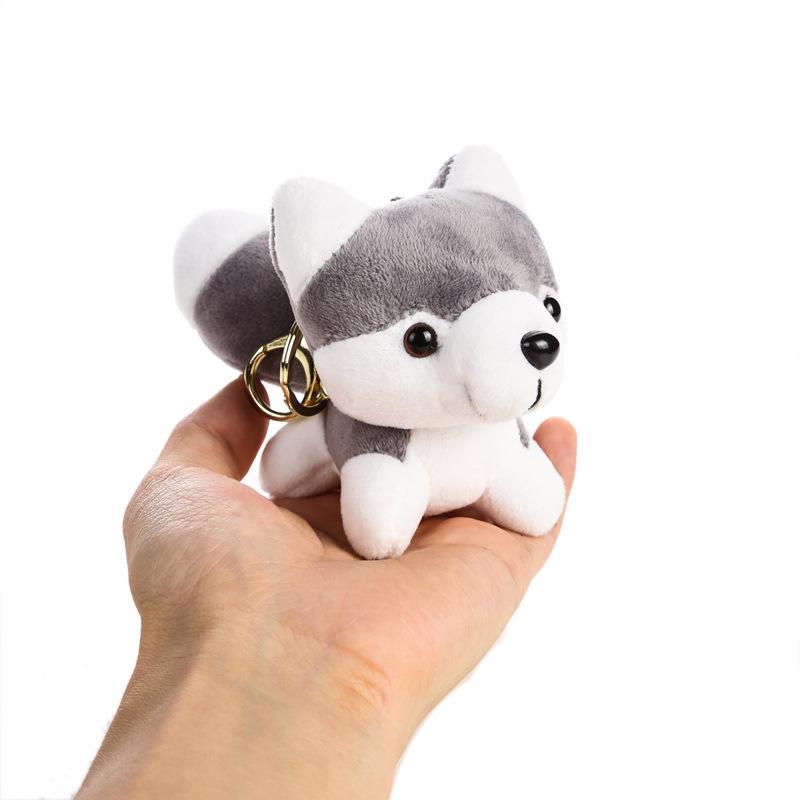 4color Plush Toy Keychain Plush Doll Kawaii Cartoon Dog Keychain Cute 10cm Siberian Husky Stuffed Doll Key Ring