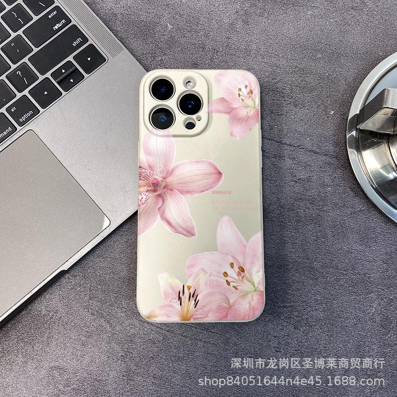Розовый английский цветок подходит для чехла для мобильного телефона iPhone15 14PROMAX полноразмерный 13/11 противоударный 16/15 защитный чехол 17