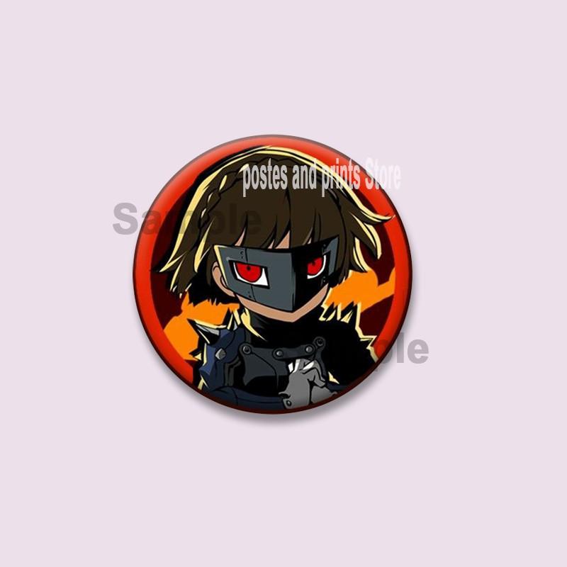 Game P-Persona 5 Round Badges Ann Takamaki Ren Amamiya Button Pins Bag Clothing Decorations Brooch Collectibles Jewelry Gifts