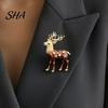 Reindeer Shape Brooch Christmas Pin, Rhinestone Elk Lapel Sweater Pin Cardigan Coat Suits Accessories, Jewelry Gift for Xmas Lightweight