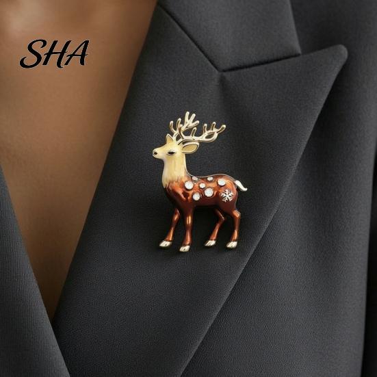 Reindeer Shape Brooch Christmas Pin, Rhinestone Elk Lapel Sweater Pin Cardigan Coat Suits Accessories, Jewelry Gift for Xmas Lightweight