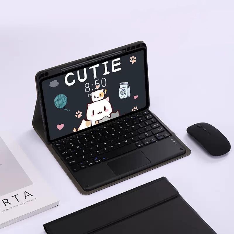 Совместимый чехол-клавиатура Bluetooth из кожи с отсеком для стилуса для планшетов Xiaomi Tablet 5/6/7/8 Pro / RedmiPad 2
