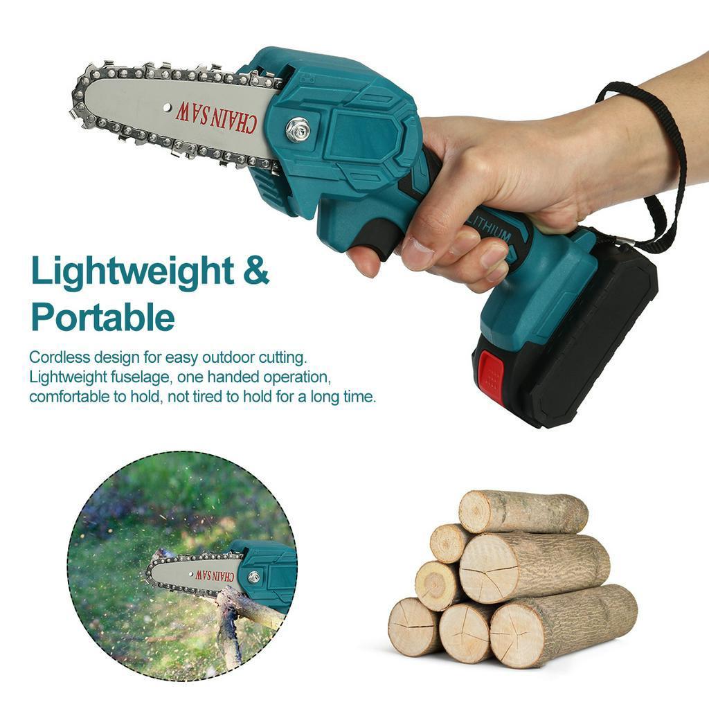 24V 4Inches Protable Chainsaw Cordless Electric Chain Saw W/ 1 or 2Pcs Batteries For Tree Branch Wood Cutting