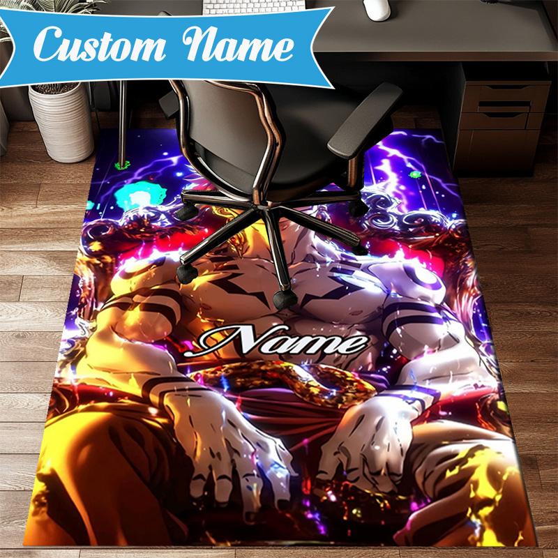 Custom Name Powerful Jujutsu Hero Rug Game Carpet, Floor Mat for Bedroom Living Room Entryway Rug, Home Decor Idea Gift for Christmas birthday