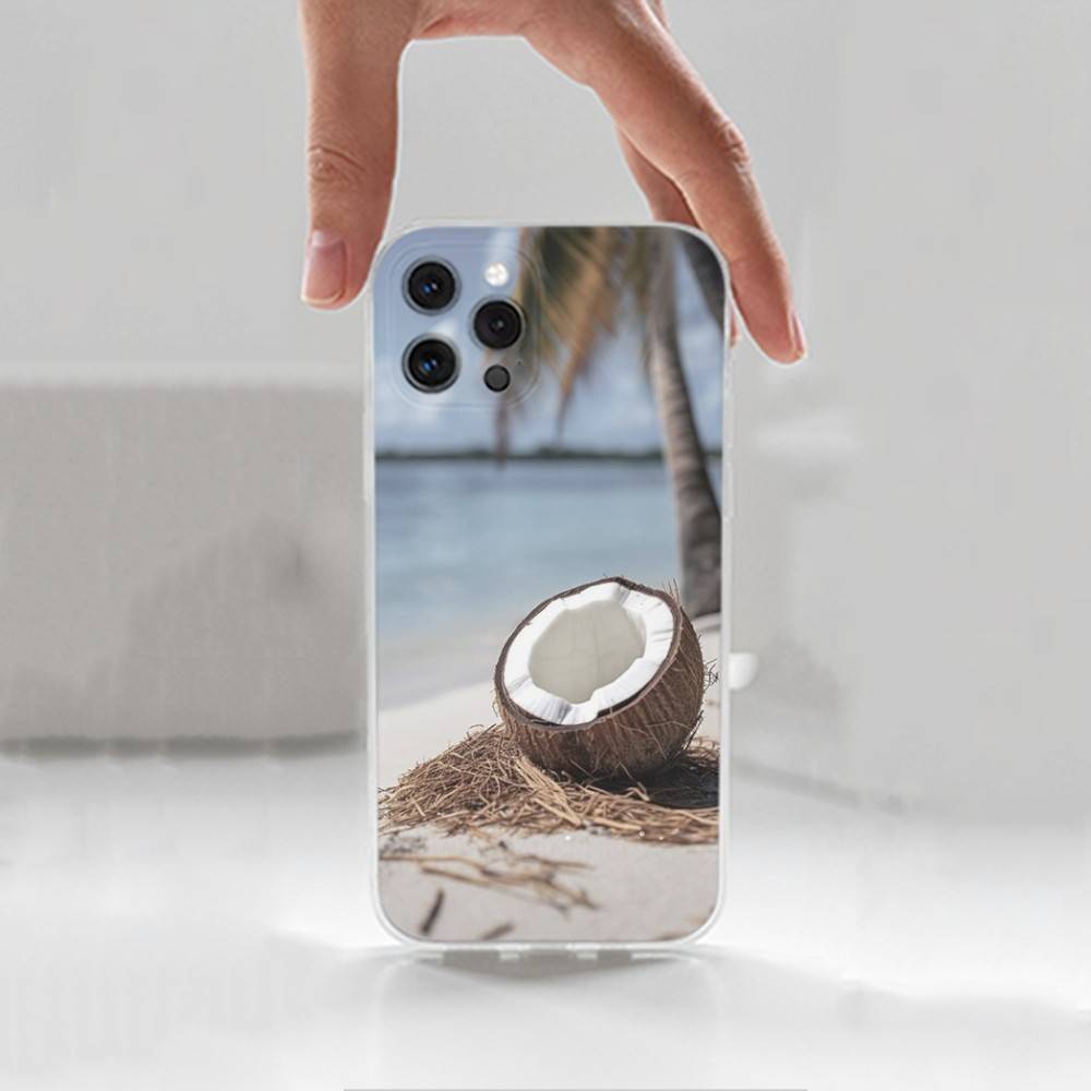 Coconut For iPhone Max,14,SE,12,15,Pro,17,Plus,11,XS,Mini,16,X,13,XR,Transparent Soft Cover Case