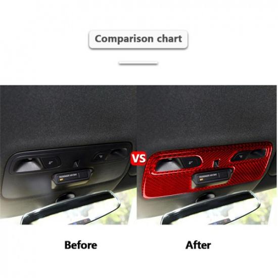For Chevrolet Camaro 17-19 Red Carbon Fiber Roof Reading Light Panel Cover Trim