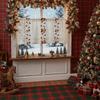 American Christmas Curtains Bell Embroidery Lace Living Room Kitchen Rectangle Landscaping Decorative Coffee Curtain