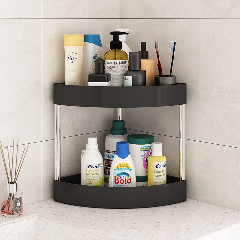 Corner Shelf Plastic Kitchen Bathroom Triangle 3/4 Tier Storage Rack Rolling Cart with Wheels Slide Out Floor Shelves
