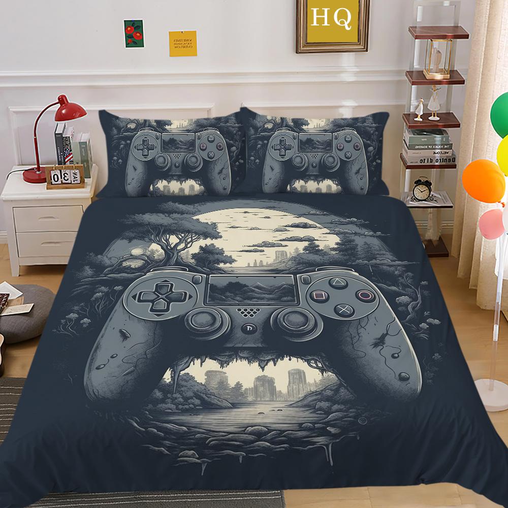 Мужские классные комплекты постельного белья с игровой ручкой и принтом, покрывало из полиэстера, покрывало размера «king size», роскошное постельное белье для дома
