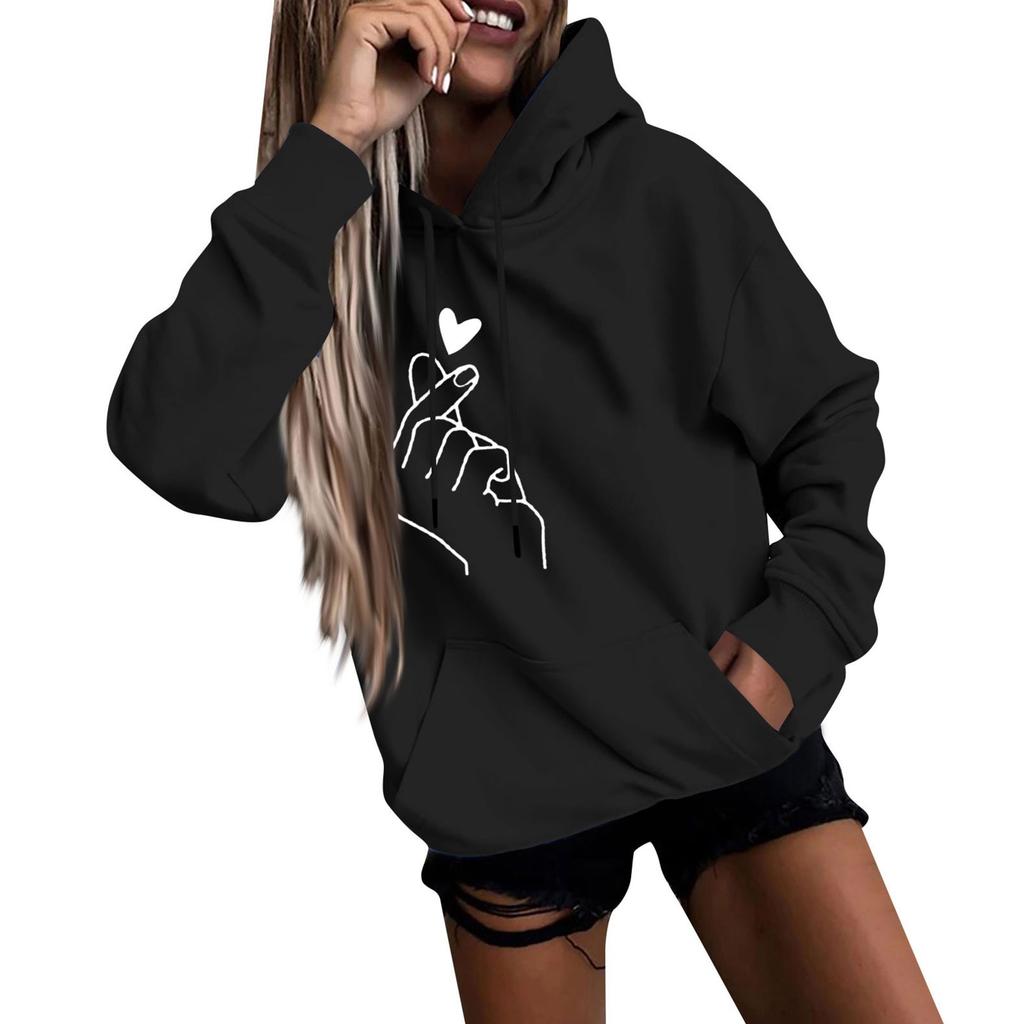 Женская мода, повседневная толстовка с капюшоном и забавным принтом, свободные спортивные топы, пуловер