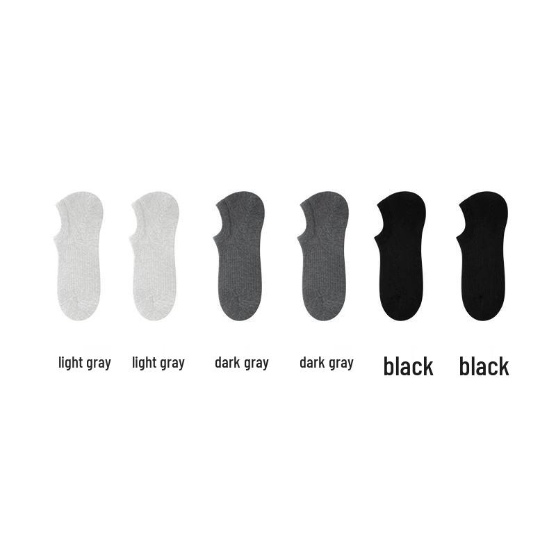 Men's Antibacterial No-Show Cotton Socks - Odor-Resistant, Breathable, Sweat-Absorbent, Ribbed, Spring/Autumn