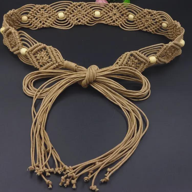 Bohemian Wax Rope Braided Floral Women's Belt Chain