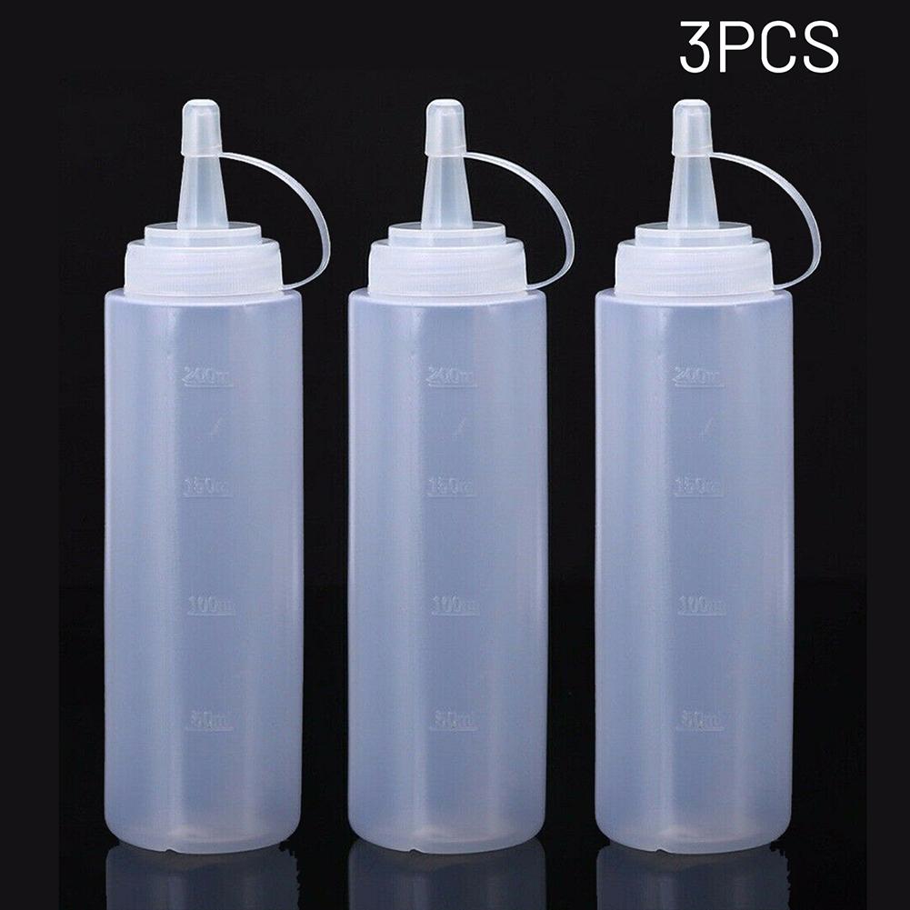 3x/набор пластиковых бутылочек с дозатором приправы, кетчупа, горчичного соуса, 8 унций