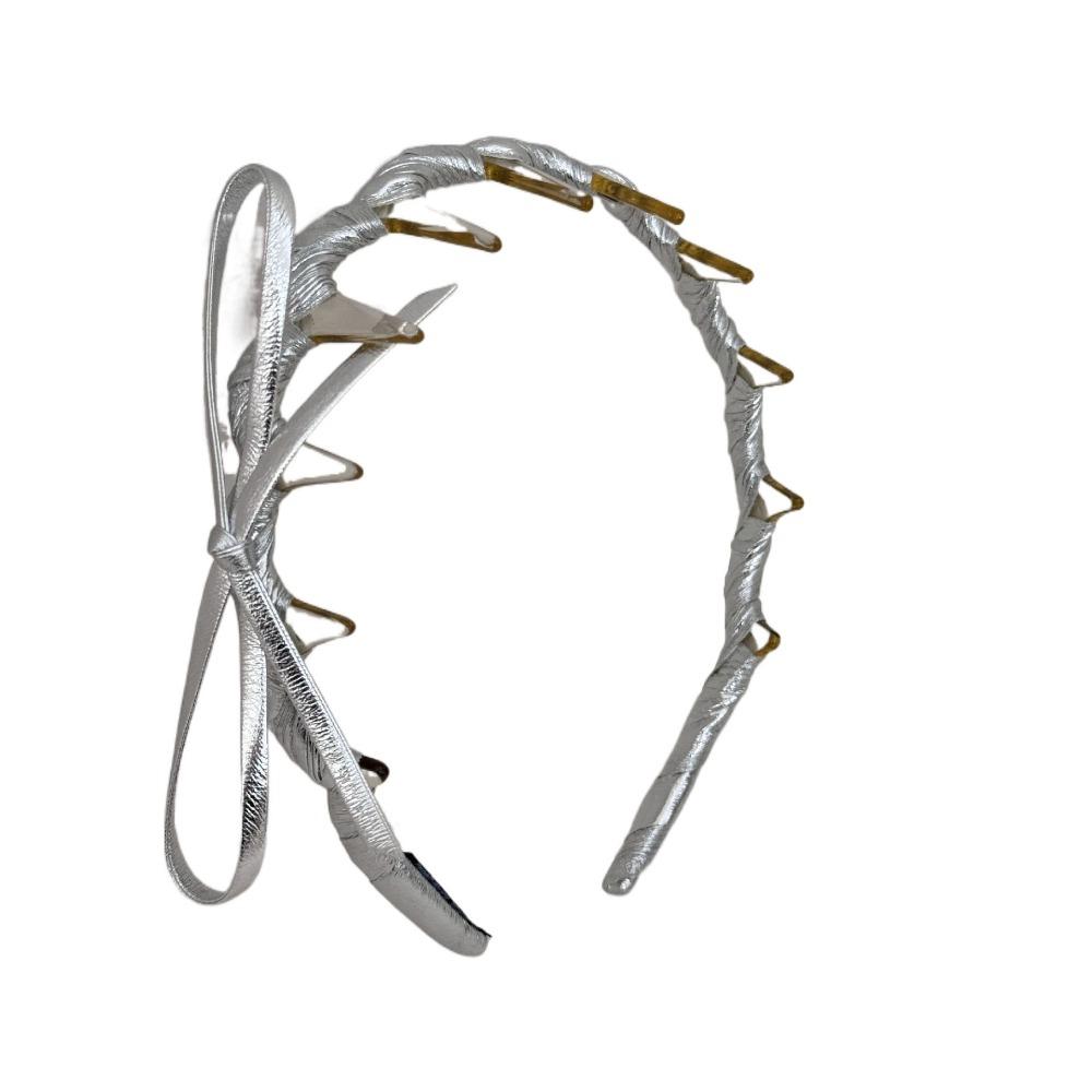 U-образная Волнистая Повязка на Волосы Тонкая Повязка из Искусственной Кожи Ретро Повязка на Голову с Бантом Девочка/Женщина