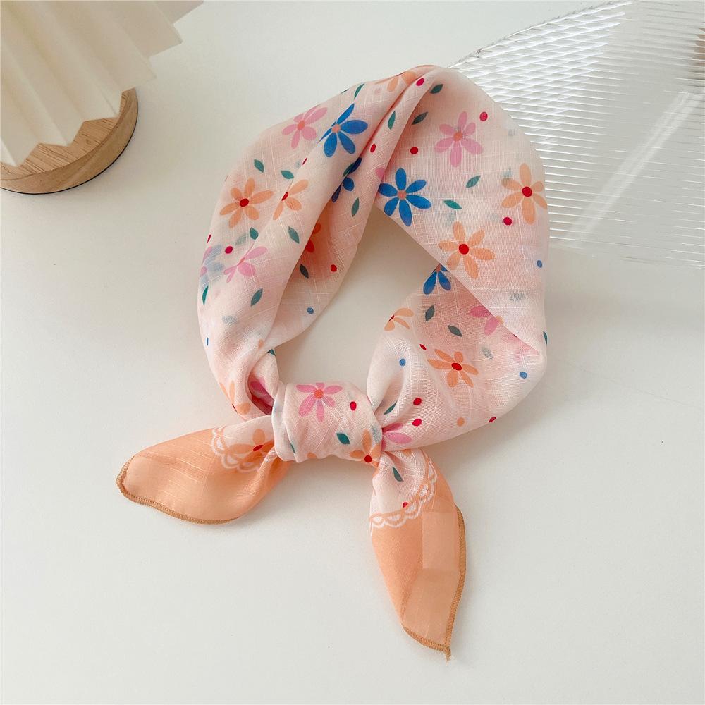 Маленький квадратный шарф из хлопка и льна, шелковый шарф, женский, весна и осень, новый стиль, художественный и универсальный, модный, темпераментный шарф-повязка на голову