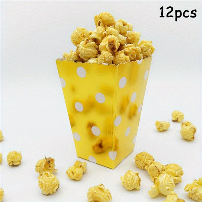 12 шт. Золотые мини-коробки для попкорна из плотной бумаги для вечеринки, пакеты для попкорна, конфет, закусок, подарков, свадебные, на день рождения, для кино-вечеринки, посуда