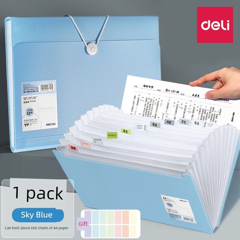 Deli 13-Grid Bill Test Paper Classification Business File Holder