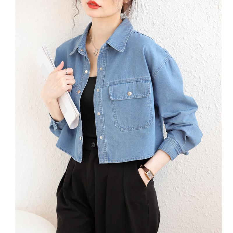 Summer and Autumn New Denim Shirt Jacket Women's Short Jacket Thin Top