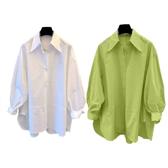 Женская рубашка из хлопка с длинным рукавом, свободная блузка, однотонная, с заостренным воротником, рубашка на весну и осень для вечеринок, путешествий, работы