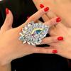 Кольцо с геометрическими стразами и конским глазом, свадебные аксессуары для женщин, эффектное кольцо с кристаллами, регулируемые роскошные ювелирные изделия