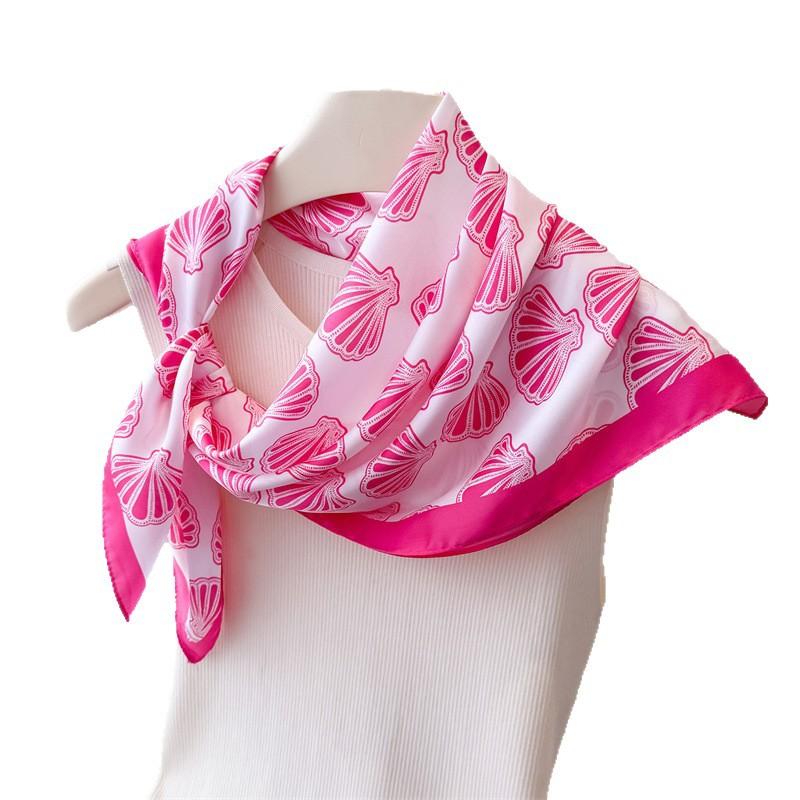 Fresh Ocean Style Printing Simulation Silk Scarf Square Scarf High-End Shawl Versatile Neck Small Square Scarf Headscarf Scarf