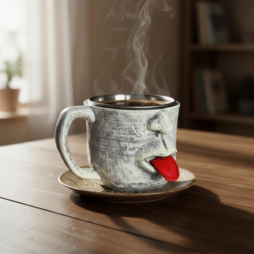 Anti Scalding Teasing Facial Mug Resin Shaking Tongue Coffee Cup Hot Cold Beverage Cup Drinkware