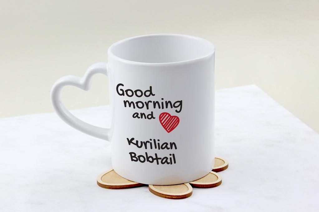 Kurilian bobtail I - cat mug, adorable heart-shaped handle mug, universal gift from Art-Dog brand