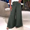 Ladies' Fashionable Loose Solid Color Casual Wide Leg Pocket Straight Leg Pants