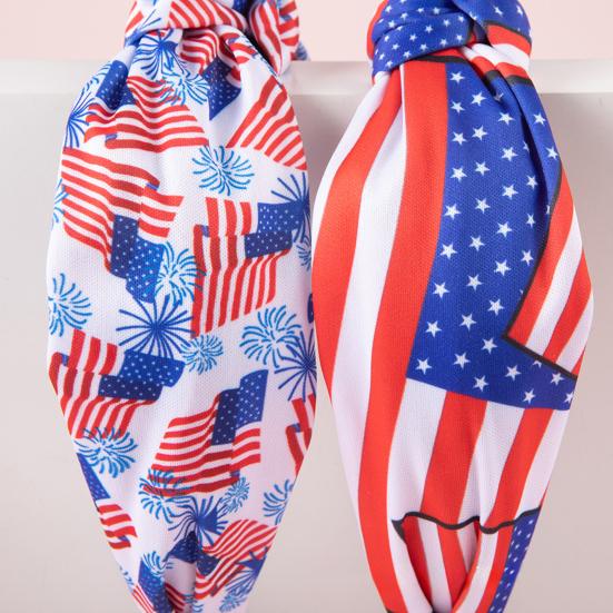 Повязка на голову с американским флагом для женщин и девочек, красная, белая, синяя, эластичная, с противоскользящим узлом, с дизайном, головной убор патриотический 4-й