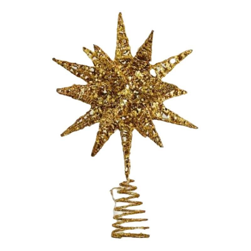 Star Tree Topper With Led Sparkles And Iron Construction For Christmas Festivities