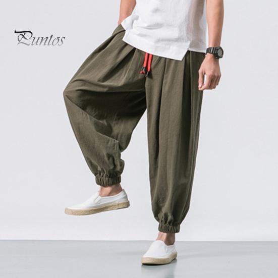 Весна Осень Мужские шаровары Шаровары Свободные завязывающиеся на шнурок эластичные карманы Глубокий шаговый шов с резинкой на щиколотке Однотонные спортивные брюки Повседневная одежда Спортивные брюки