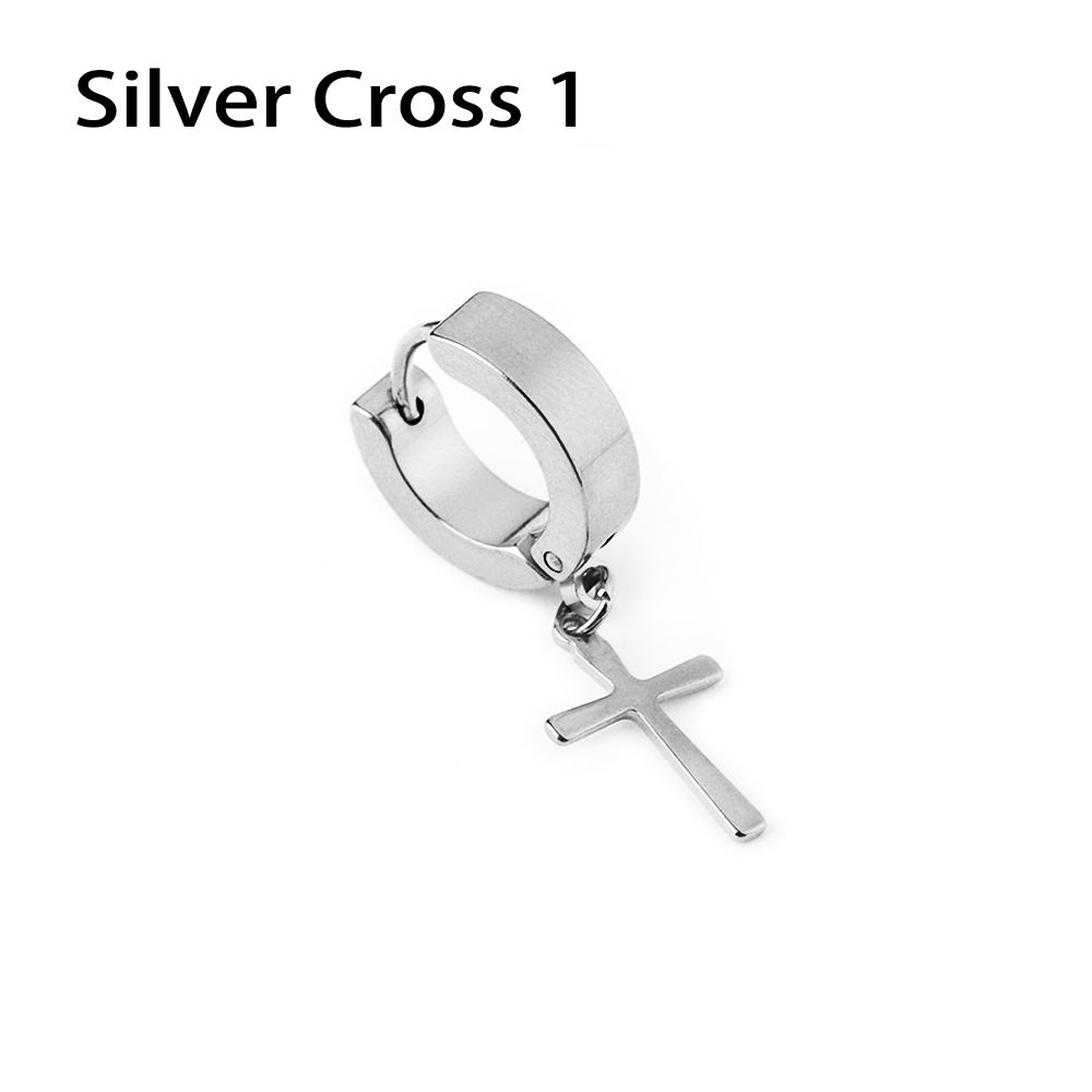 1Pc Punk Gothic Piercing Stainless Steel Cross Stars Dangle Earrings Ear Stud Pendant