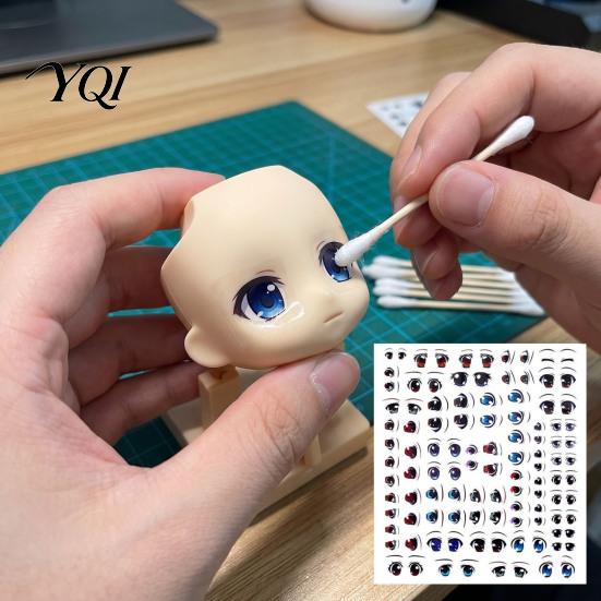 Clay Doll Face Accessories Eye Stickers for Dolls, DIY Water Transfer Decals, Multi Size Anime Paper Models Realistic Colorful Eyes Crafting