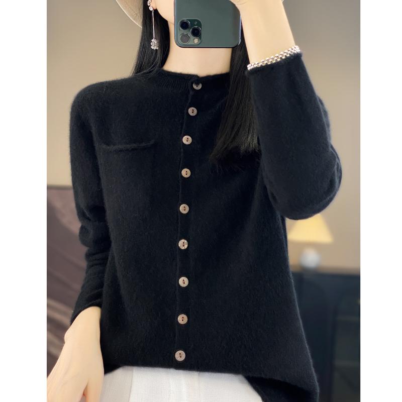 Spring and Autumn Women's Plus Size Loose Knit Sweater Cashmere Sweater Women's O-neck Cardigan Loose Long-sleeved Sweater Top
