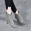 Женские ботильоны на шпильке с острым носком, модные короткие ботинки, осенние новые ботинки с открытой щиколоткой, из коровьей кожи первого слоя, с задней молнией, женские кожаные ботинки