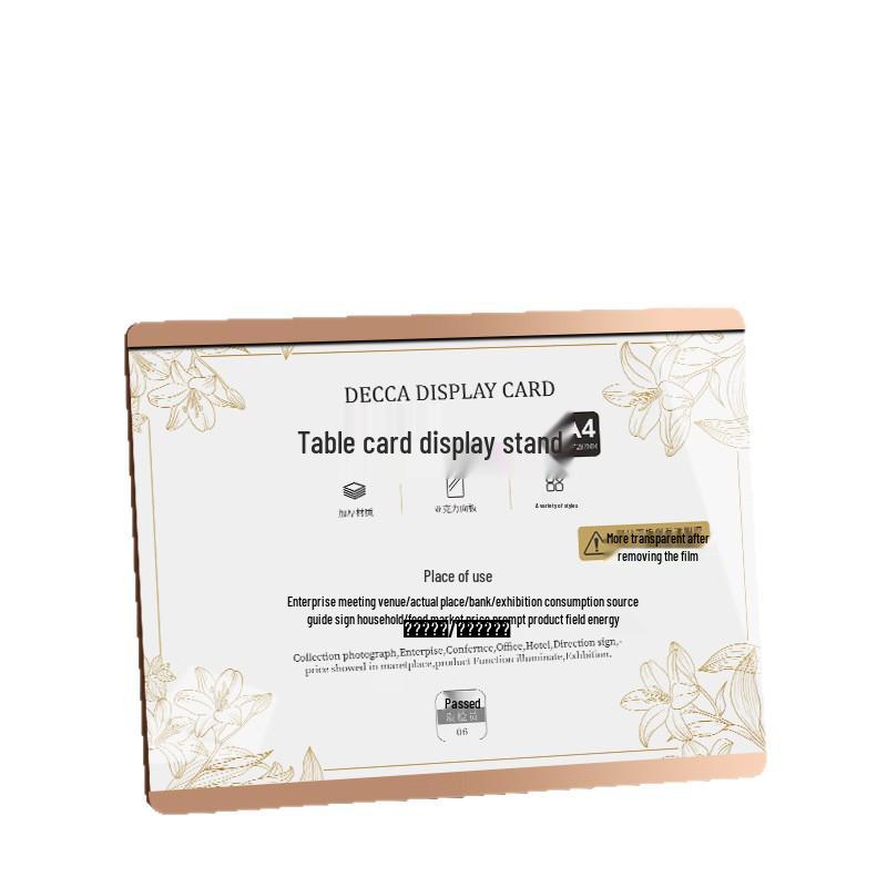 Acrylic A4 Table Card Display Stand for Menus & Ads