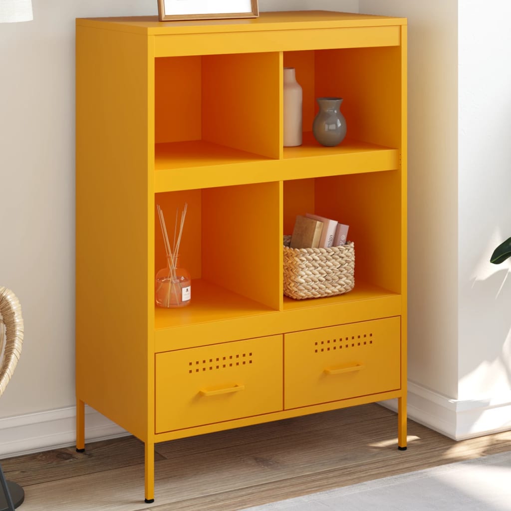 Highboard Mustard Yellow 68 x 39 x 101.5 cm Steel