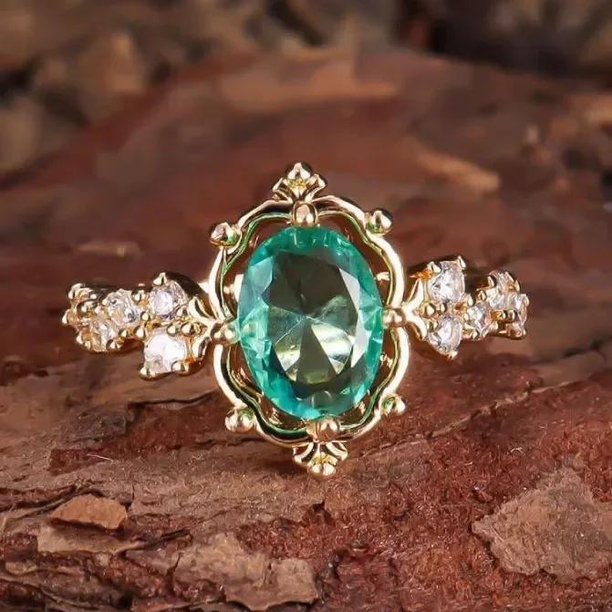 Модный взрыв Европейский стиль Личность Изысканный дизайн Медь Инкрустация Циркон Легкая роскошь Кольца для женщин