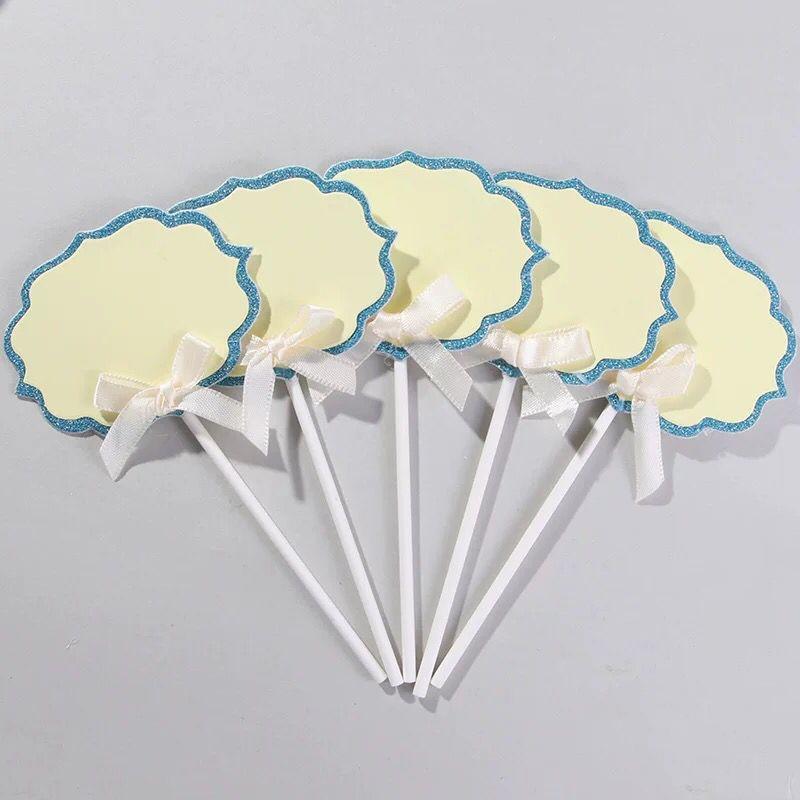 5 Pieces Cake Decoration Writing Board Inserting Blessing Baking Color Star Happy Birthday Holiday Bowknot Inserting Party Supplies