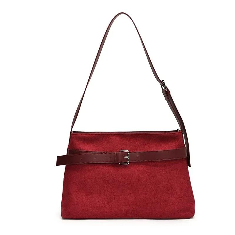 Большая вместимость, простые повседневные сумки через плечо из искусственной замши, новые осенние и зимние стили, женские сумки через плечо