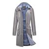 Women's Solid Colored Hooded Long Sleeved Trench Coat With Striped And Straight Tube Jacket