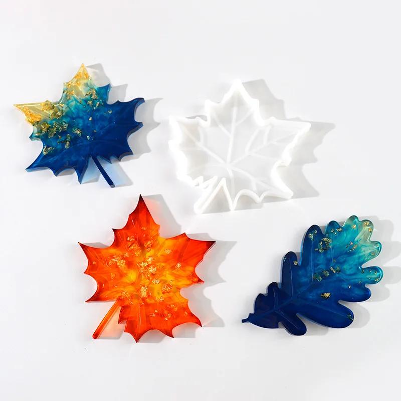 Рождественское украшение стола DIY Handmade Leaf Coaster Mold Рождественская серия Crystal Epoxy Mold Смола Кленовый лист Силиконовые формы