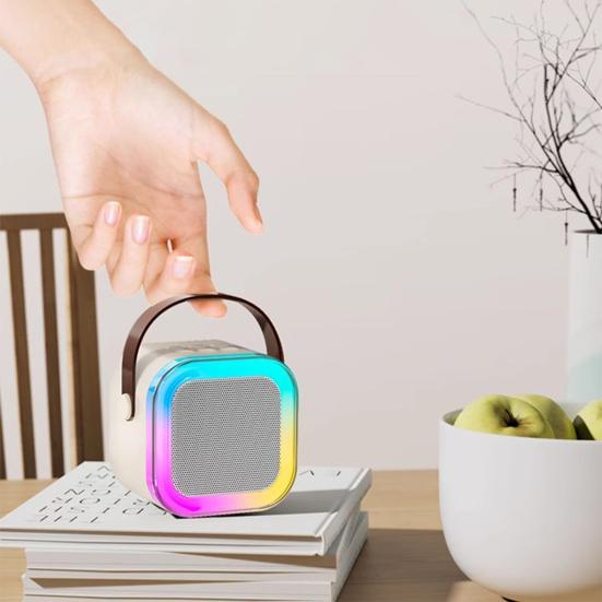 Мини-караоке-машина с микрофоном, совместимая с Bluetooth, 5 звуковыми эффектами, мощный компактный портативный комплект колонок для караоке